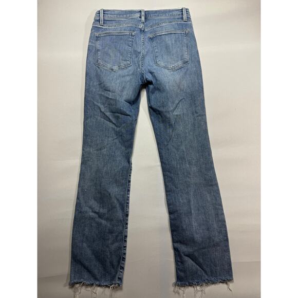 FRAME Women's Le High Straight Leg Raw Hem Blue Denim Jeans - Size 25 (26x26) - Picture 2 of 5